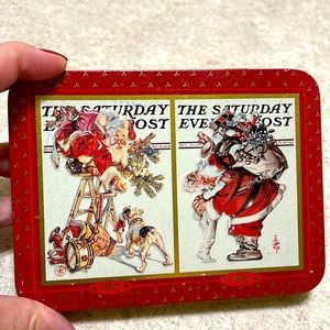 BNWT COLLECTIBLE TIN SATURDAY EVENING POST NOSTALGIC 2 PACKS OF PLAYING CARDS